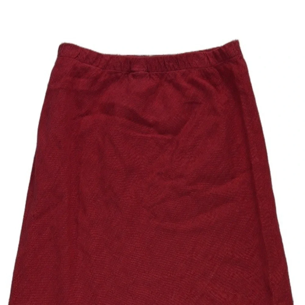 Eileen Fisher 100% Irish Linen Maxi Skirt Women's Size Small Red A-Line Elastic